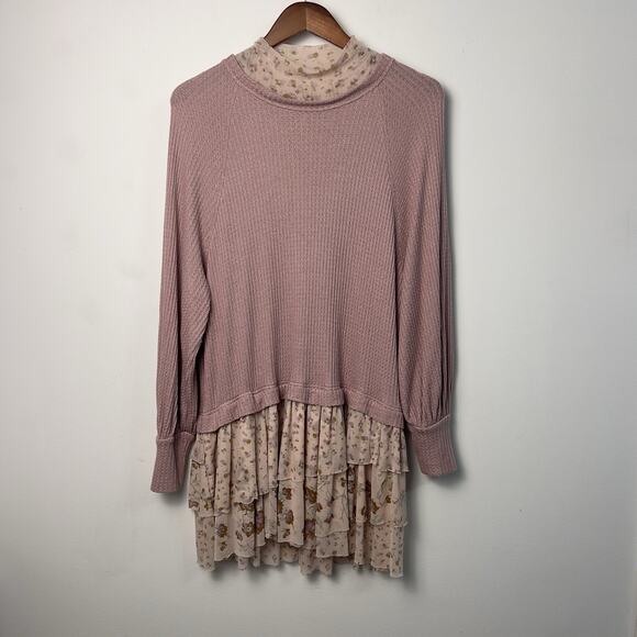 Free People Long Sleeve Tunic Dress Pink Bohemian Size Small (see photos) - Picture 1 of 9